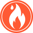 Orange graphic with flame