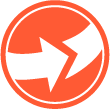 Orange graphic with arrow
