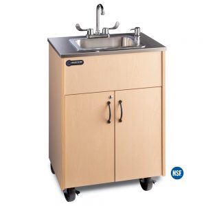 Premier S1D Portable Hot Water Handwashing Sink with Laminate Cabinet and Single Deep Stainless Basin