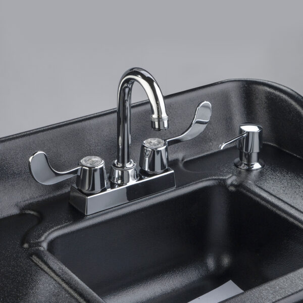 Black ABS countertop with built-in soap dispenser